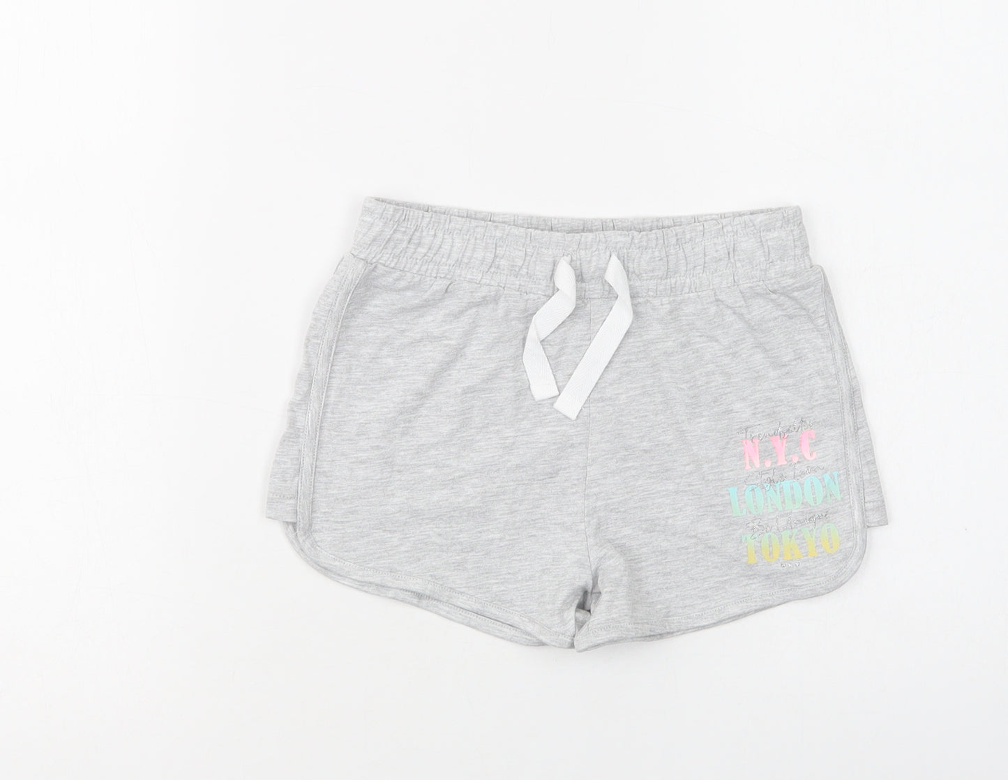 Dunnes Stores Girls Grey  Cotton Bermuda Shorts Size 7-8 Years  Regular Drawstring