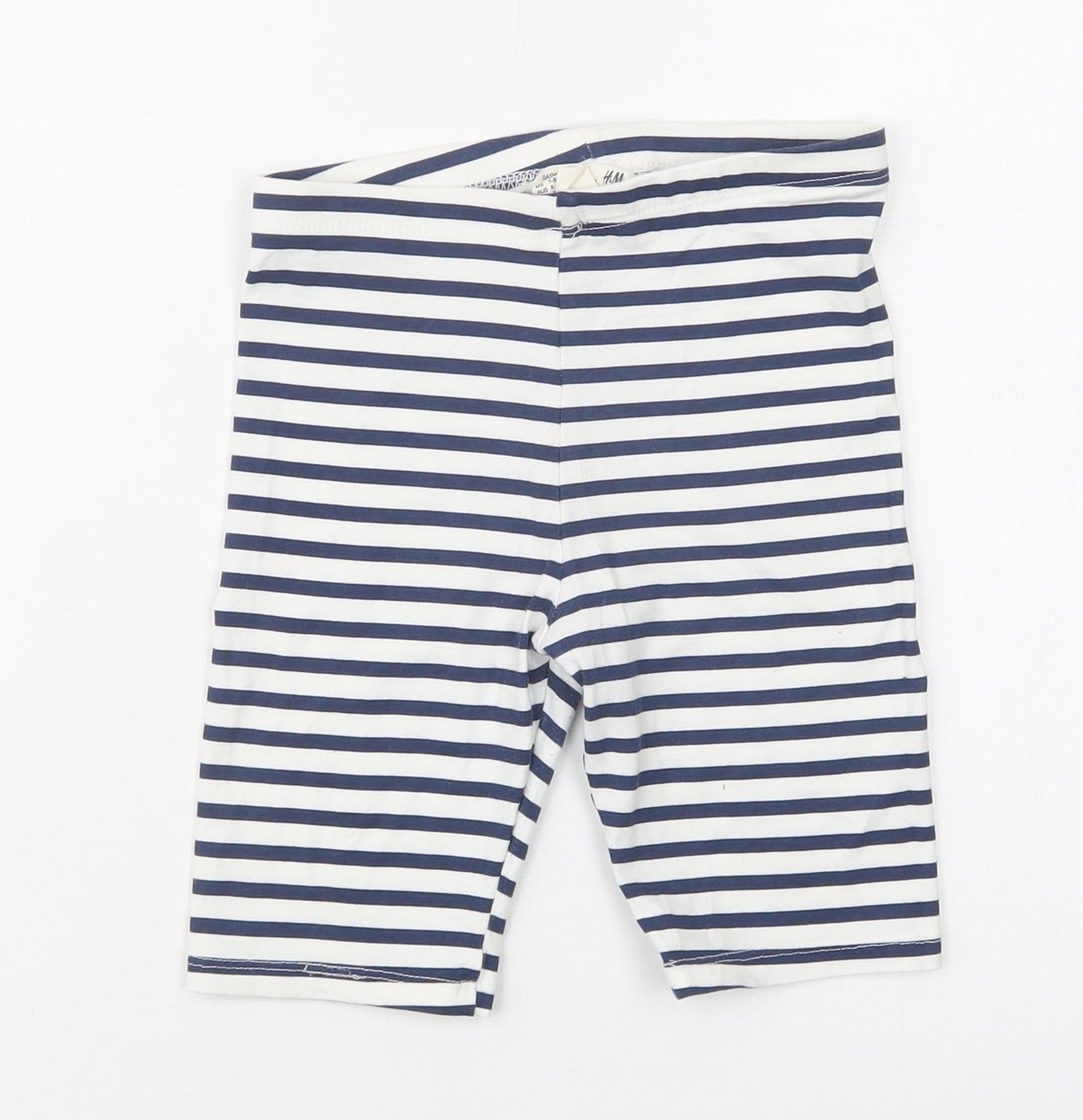 H&M Girls Blue Striped Cotton Compression Shorts Size 7-8 Years  Regular