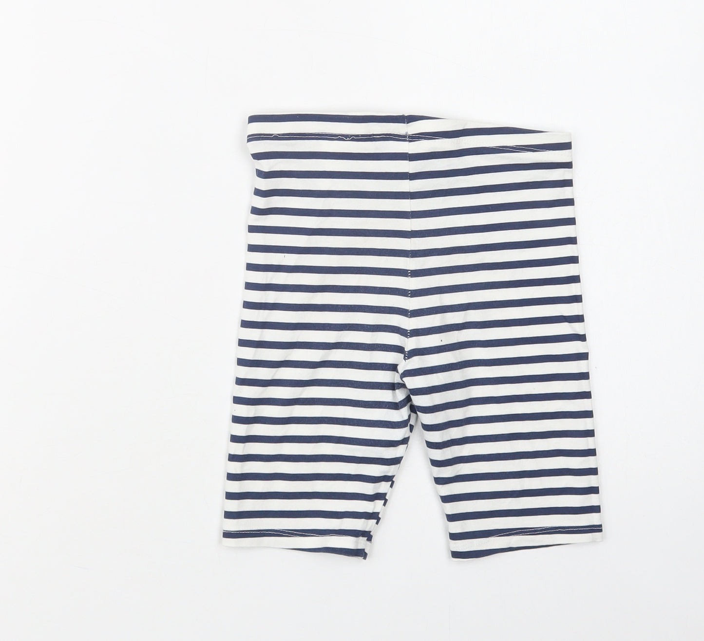 H&M Girls Blue Striped Cotton Compression Shorts Size 7-8 Years  Regular
