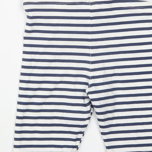 H&M Girls Blue Striped Cotton Compression Shorts Size 7-8 Years  Regular