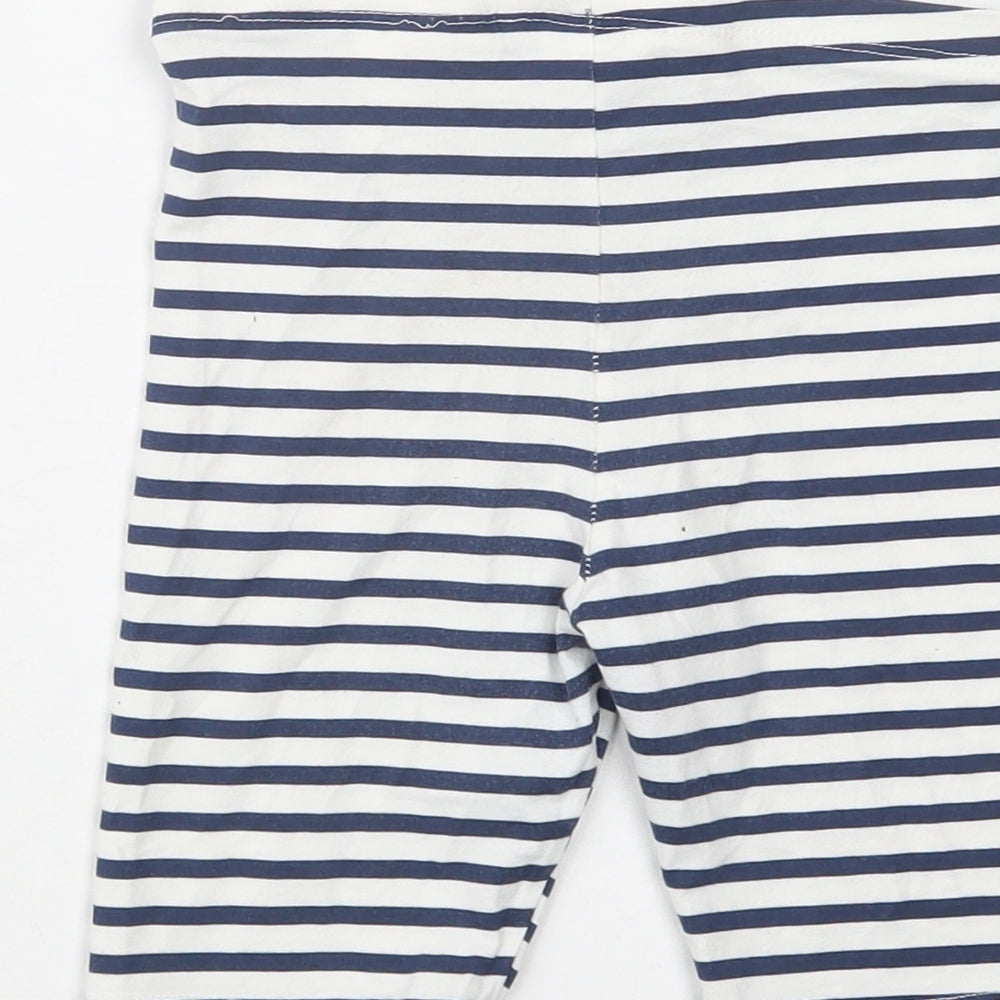 H&M Girls Blue Striped Cotton Compression Shorts Size 7-8 Years  Regular