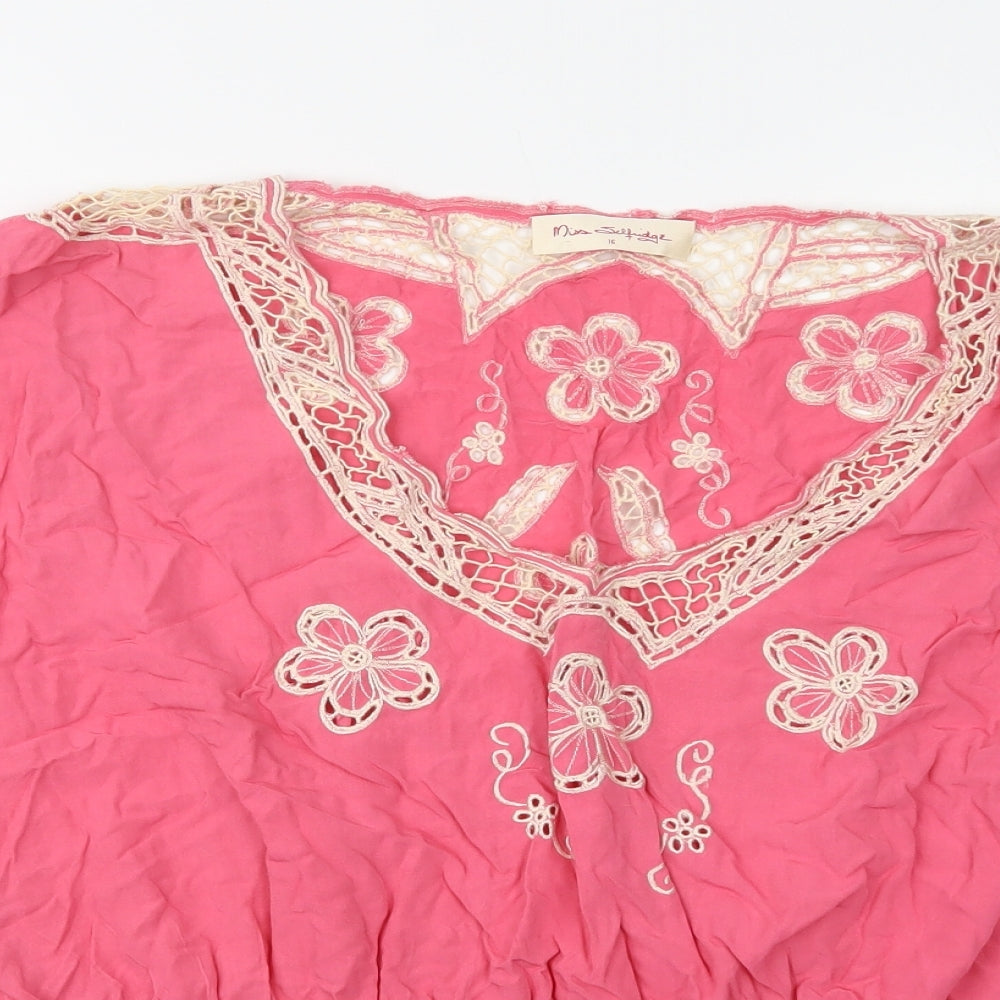 Miss Selfridge Womens Pink  Viscose Basic Blouse Size 16 V-Neck