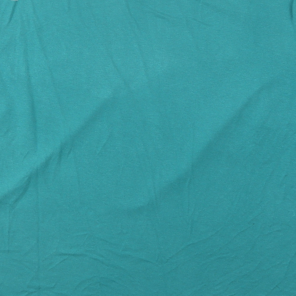 M&S Womens Green Floral Polyester Basic Blouse Size 16 Round Neck