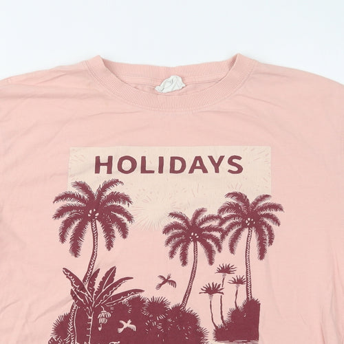 H&M Womens Pink  Cotton Camisole T-Shirt Size S Crew Neck