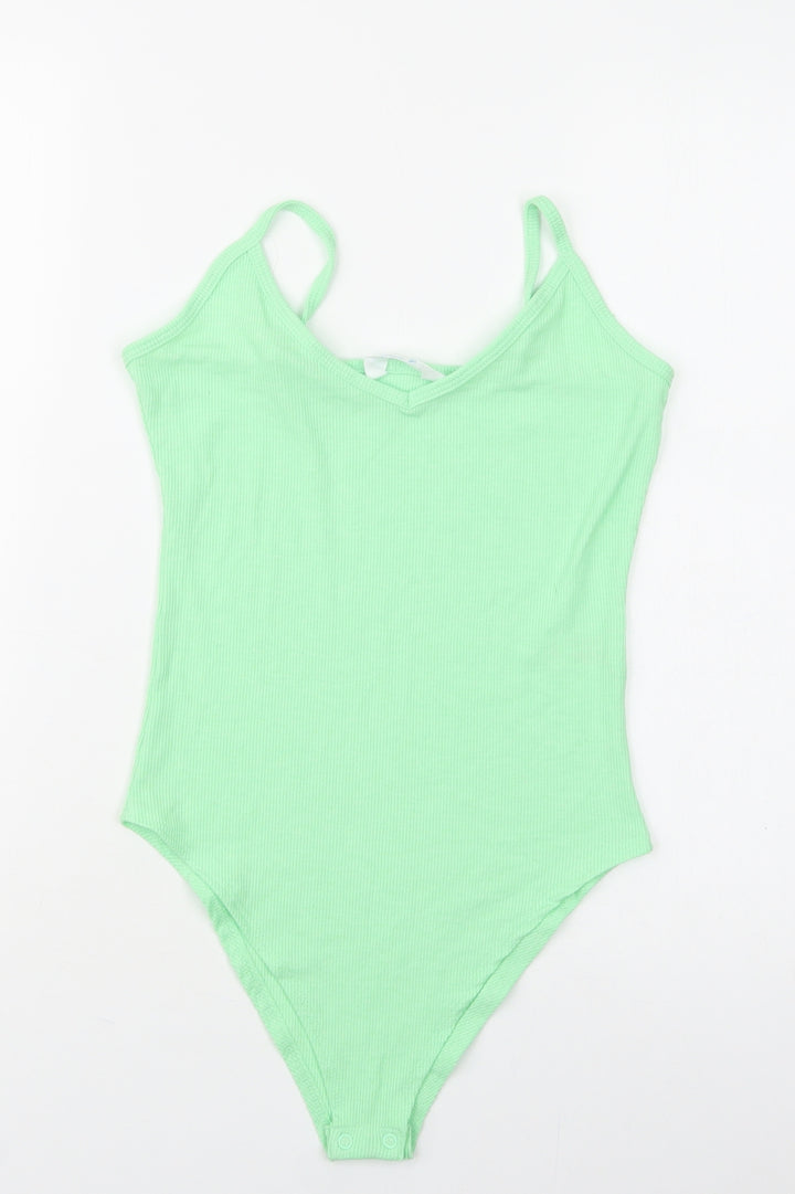 Primark Womens Green Polyester Bodysuit One-Piece Size 6 Snap