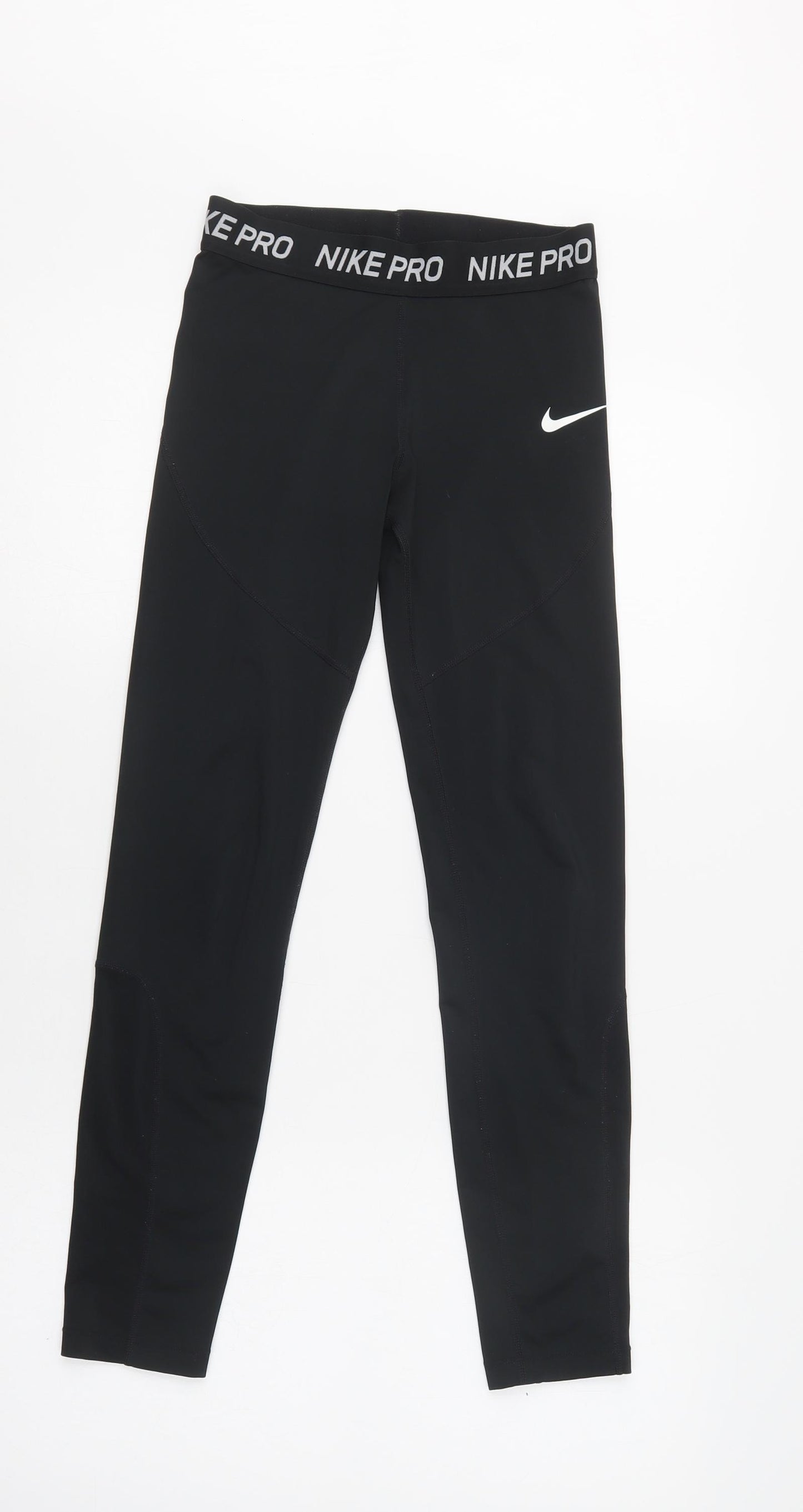 Nike Womens Black  Polyester Compression Leggings Size L L28 in Regular