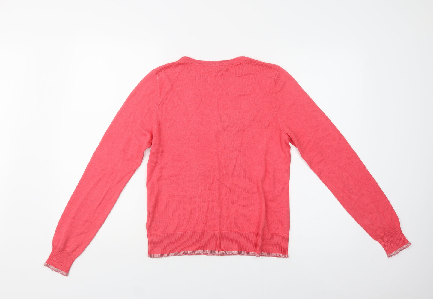 Oasis Womens Pink Crew Neck  Cotton Pullover Jumper Size L