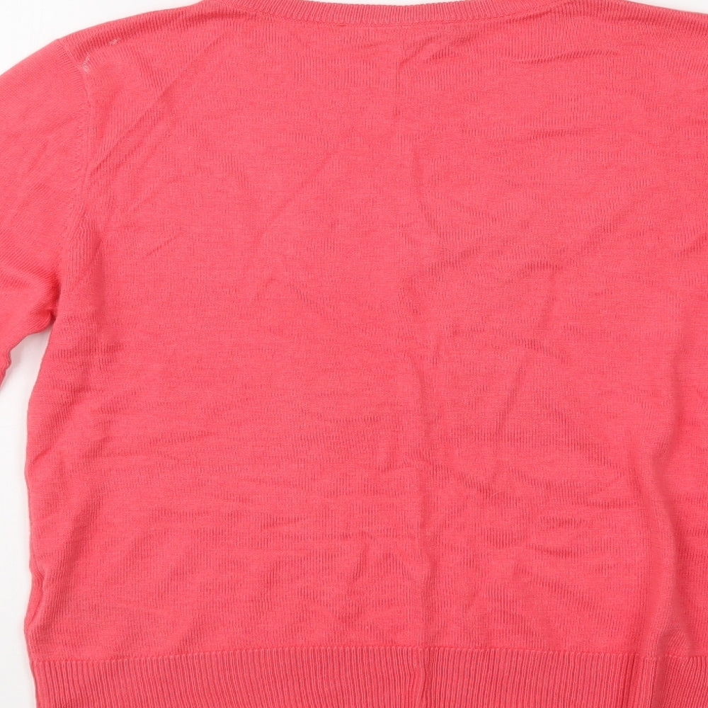 Oasis Womens Pink Crew Neck  Cotton Pullover Jumper Size L