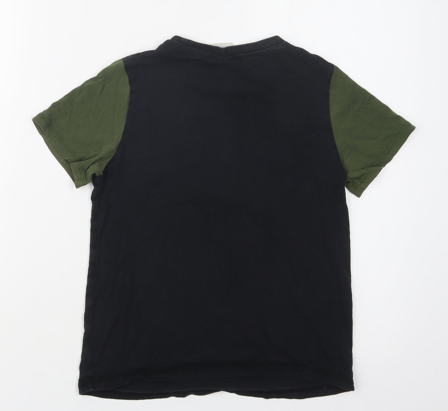 George Boys Black Colourblock Cotton Basic T-Shirt Size 9-10 Years Crew Neck  - Minecraft