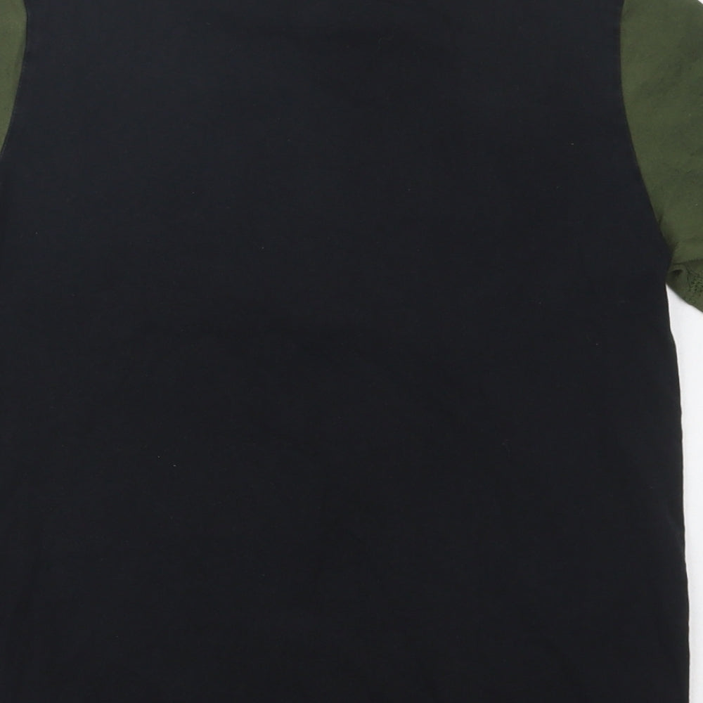 George Boys Black Colourblock Cotton Basic T-Shirt Size 9-10 Years Crew Neck  - Minecraft