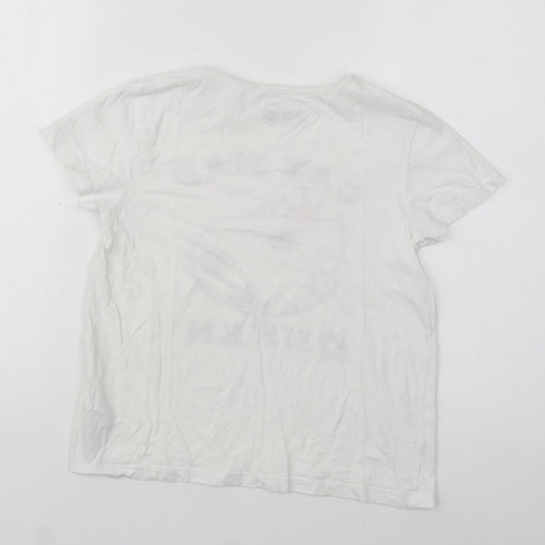 Primark Girls White  Cotton Basic T-Shirt Size 9-10 Years Crew Neck  - Cat Nap