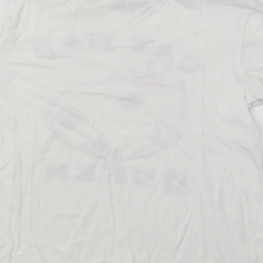 Primark Girls White  Cotton Basic T-Shirt Size 9-10 Years Crew Neck  - Cat Nap