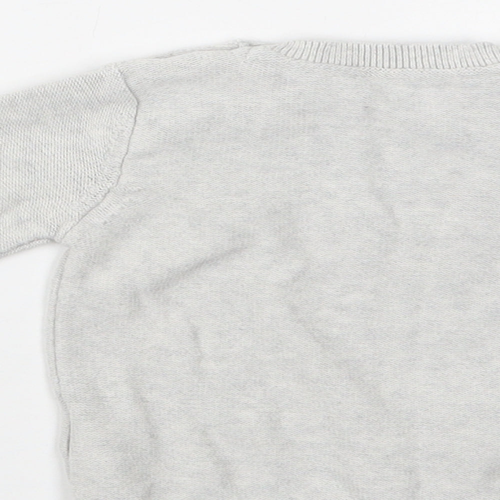 M&S Baby Grey  Cotton Pullover Jumper Size 9-12 Months  Button - Elephant