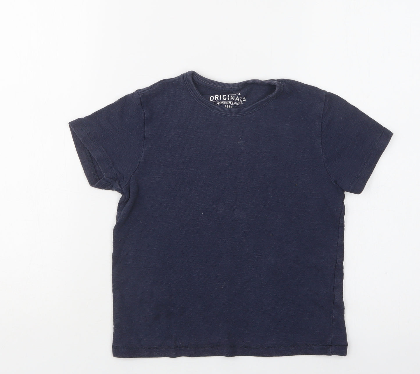 M&S Boys Blue  Cotton Basic T-Shirt Size 5-6 Years Crew Neck