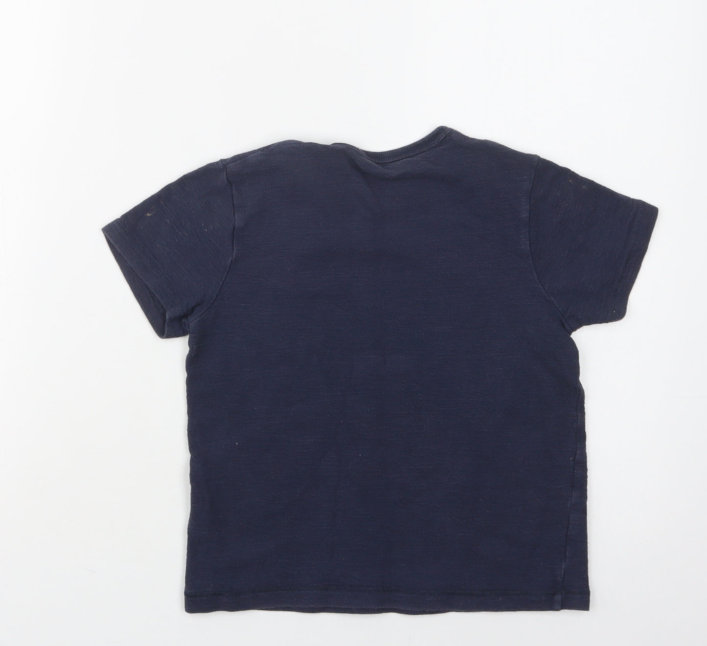 M&S Boys Blue  Cotton Basic T-Shirt Size 5-6 Years Crew Neck