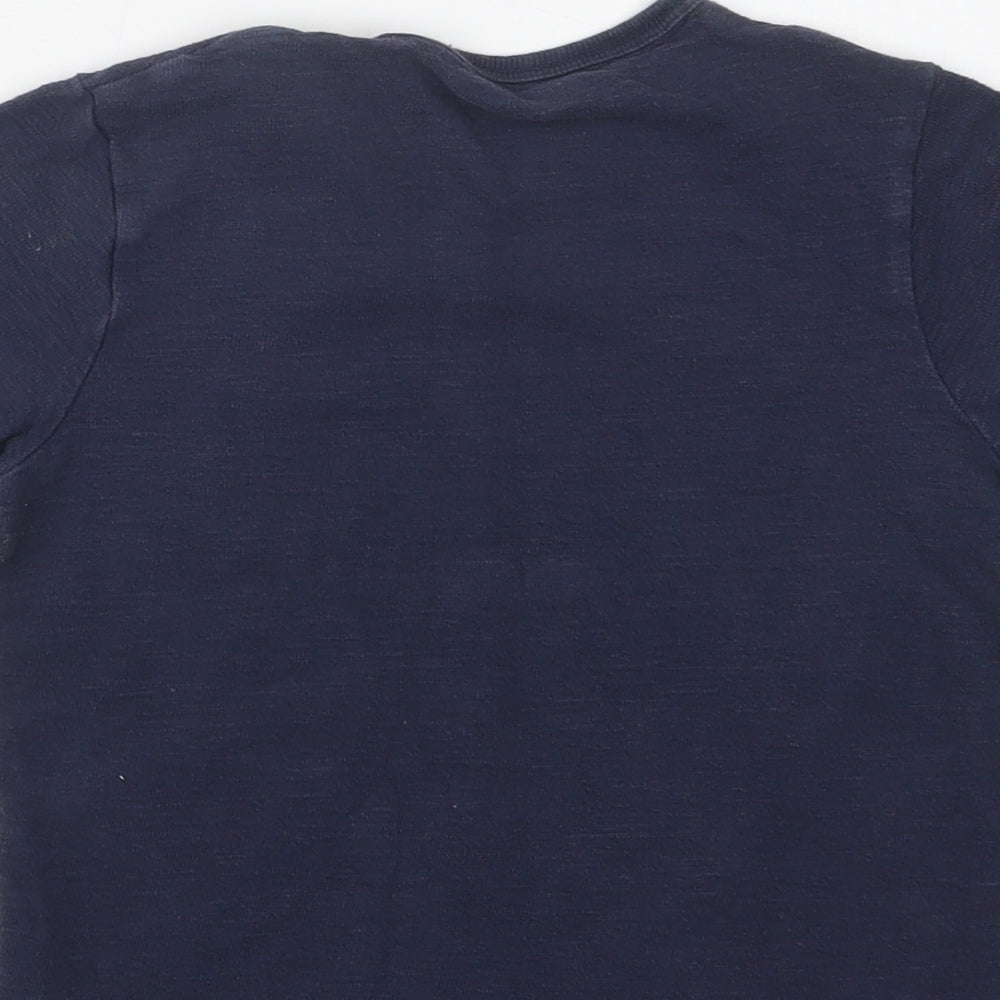 M&S Boys Blue  Cotton Basic T-Shirt Size 5-6 Years Crew Neck
