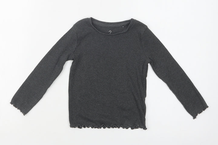 NEXT Girls Grey Cotton Basic Blouse Size 2 Years Crew Neck