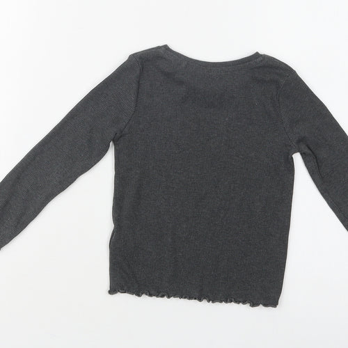NEXT Girls Grey  Cotton Basic Blouse Size 2 Years Crew Neck
