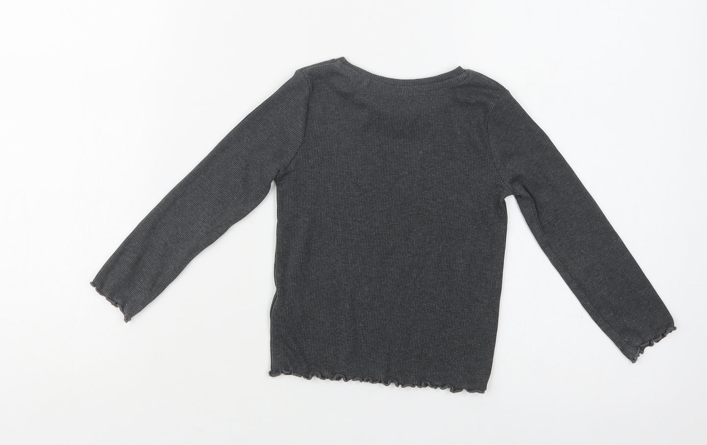NEXT Girls Grey  Cotton Basic Blouse Size 2 Years Crew Neck