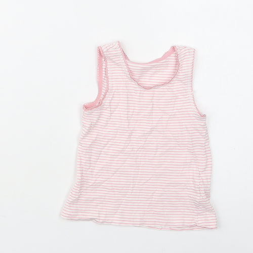 TU Girls Pink Striped Cotton Basic Blouse Size 2-3 Years Crew Neck