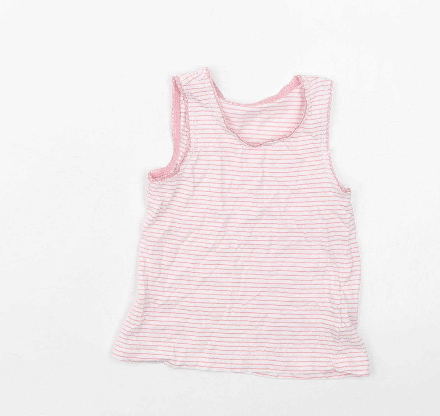 TU Girls Pink Striped Cotton Basic Blouse Size 2-3 Years Crew Neck