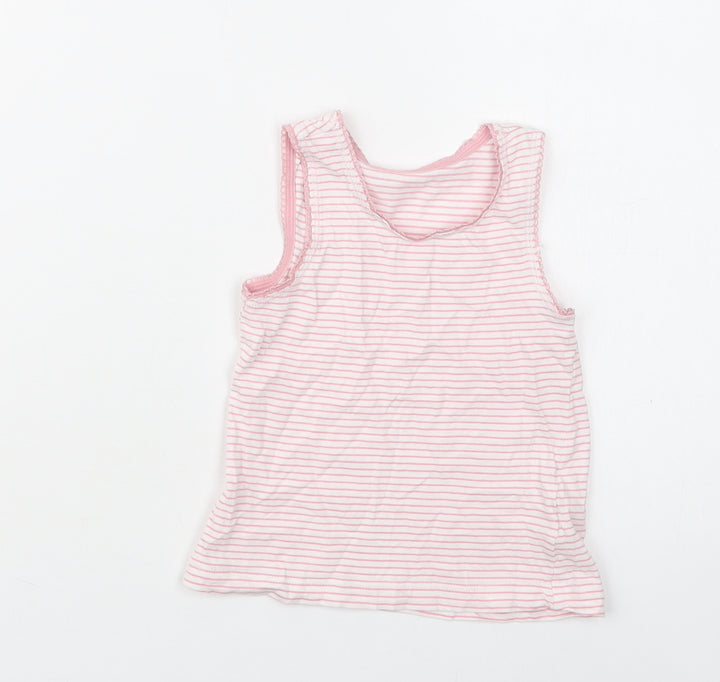 TU Girls Pink Striped Cotton Basic Blouse Size 2-3 Years Crew Neck