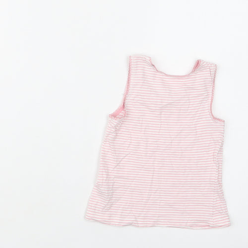 TU Girls Pink Striped Cotton Basic Blouse Size 2-3 Years Crew Neck