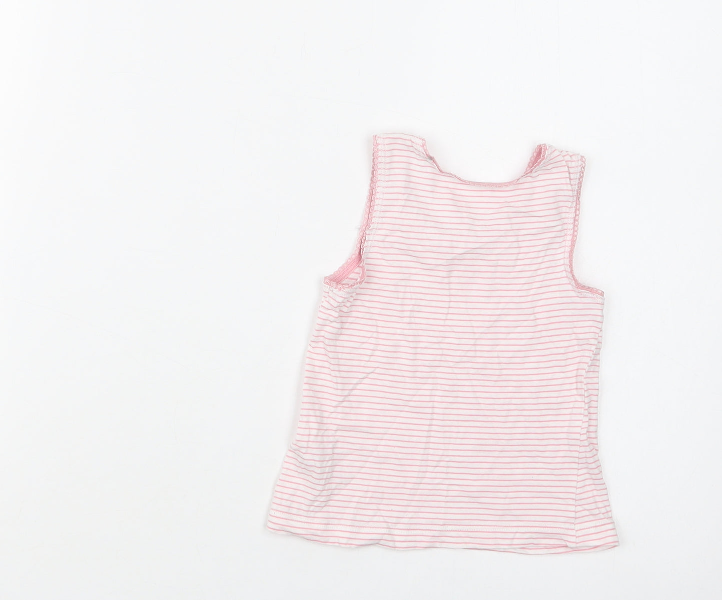 TU Girls Pink Striped Cotton Basic Blouse Size 2-3 Years Crew Neck