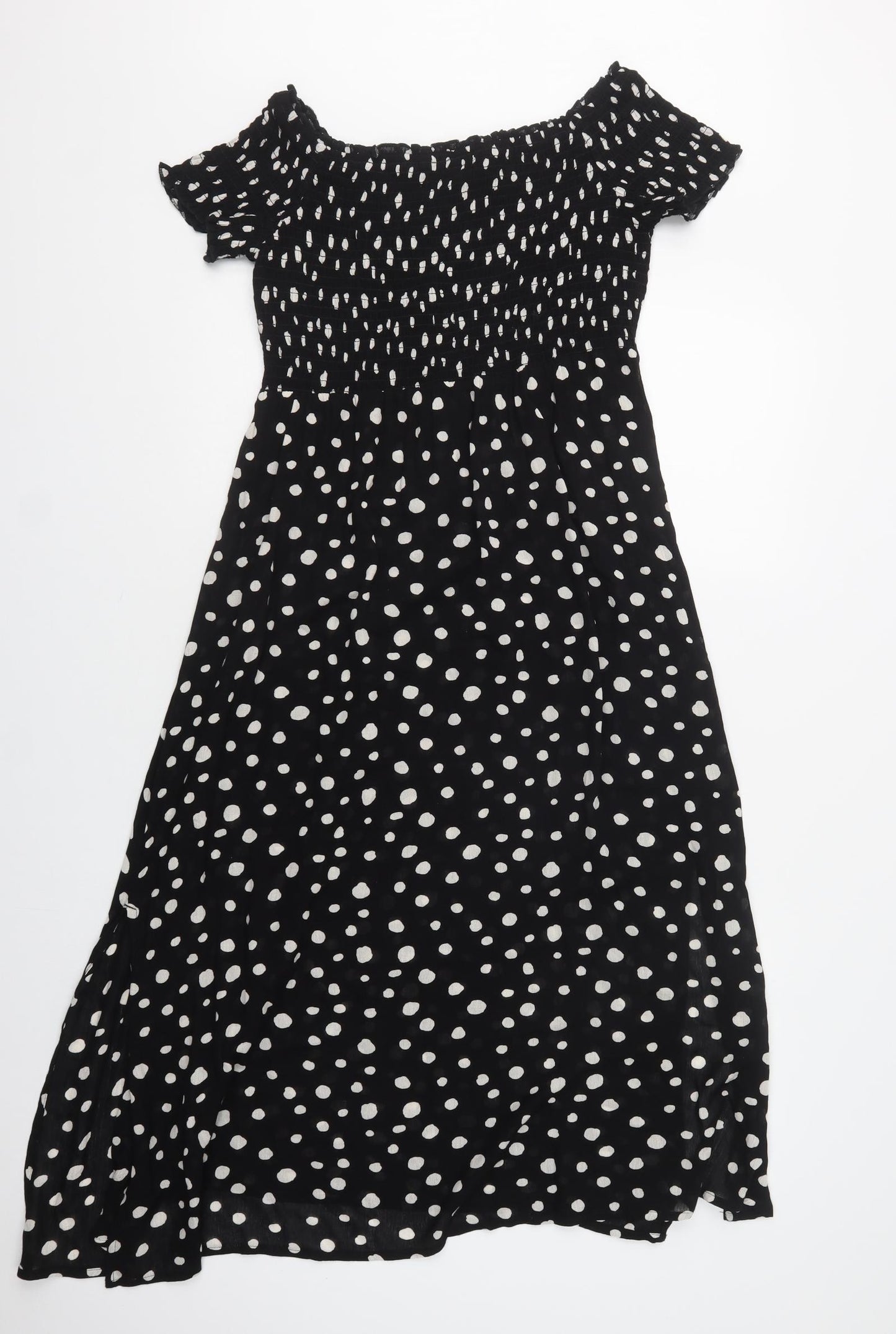 George Womens Black Polka Dot Viscose A-Line  Size M  Off the Shoulder
