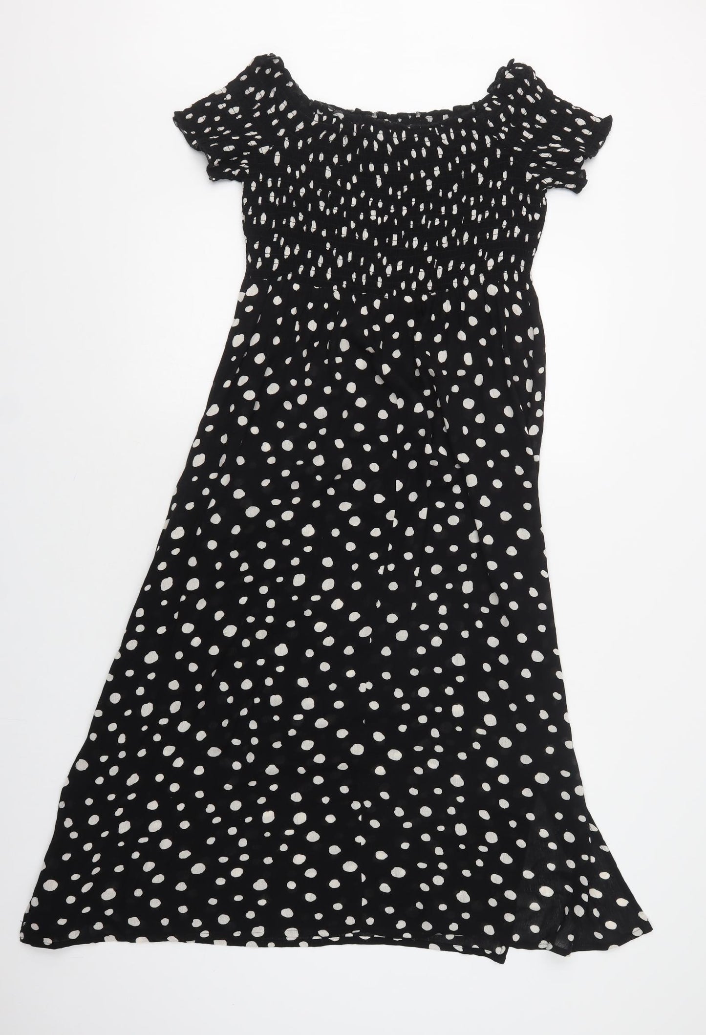 George Womens Black Polka Dot Viscose A-Line  Size M  Off the Shoulder
