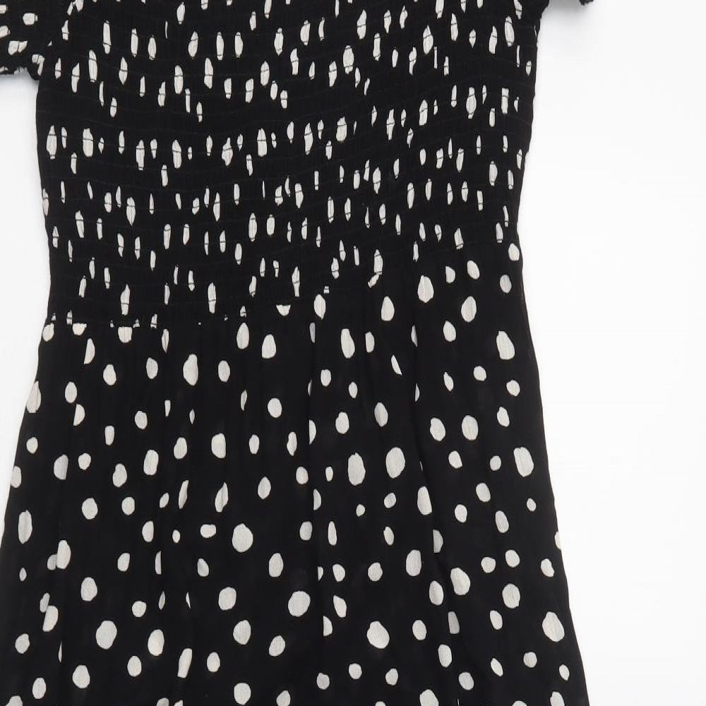 George Womens Black Polka Dot Viscose A-Line  Size M  Off the Shoulder