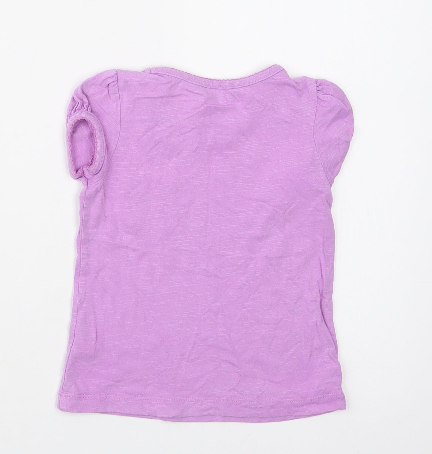 George Girls Purple  Cotton Basic T-Shirt Size 2 Years Crew Neck