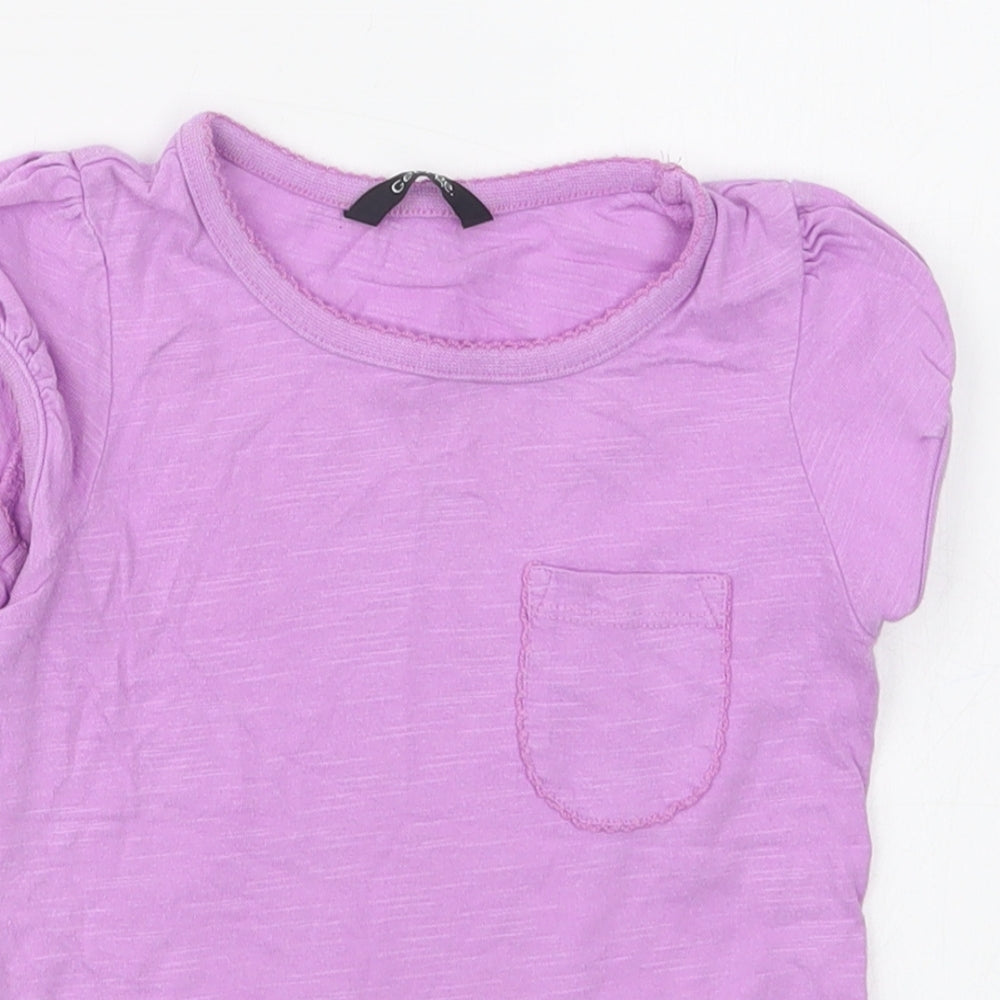 George Girls Purple  Cotton Basic T-Shirt Size 2 Years Crew Neck