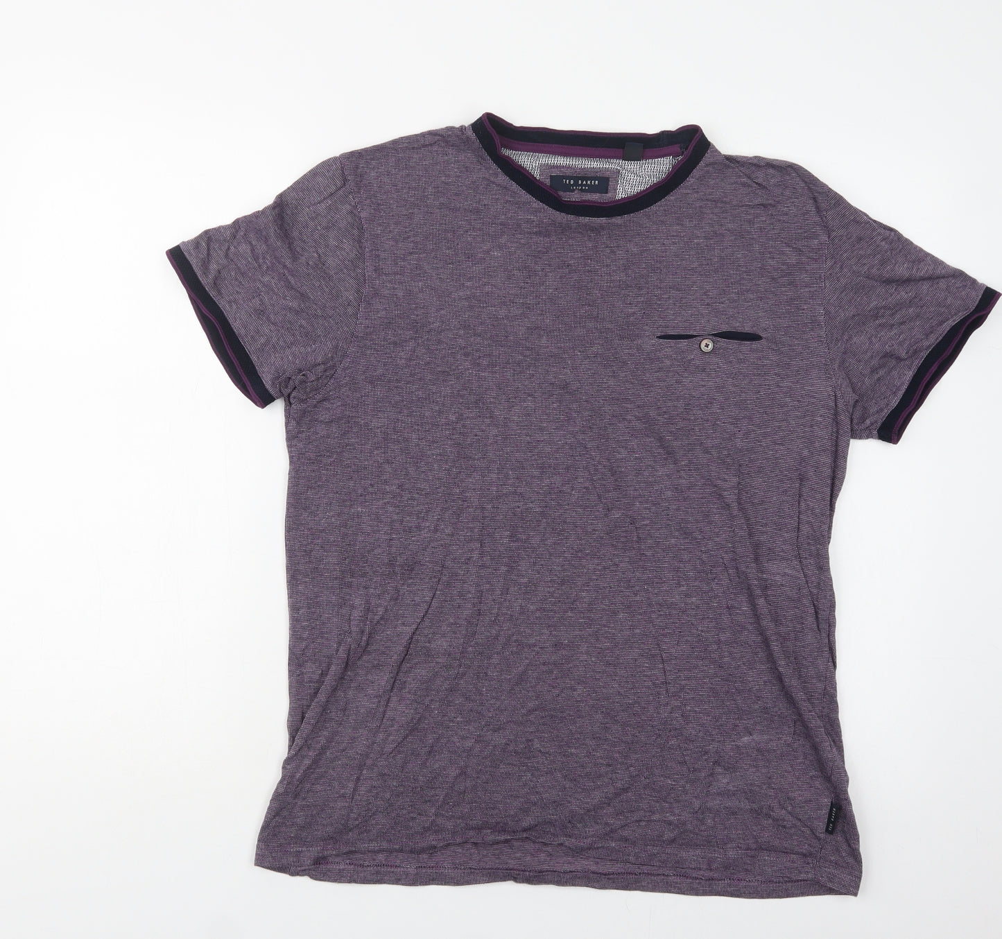 Ted Baker Mens Purple  Cotton  T-Shirt Size M Crew Neck