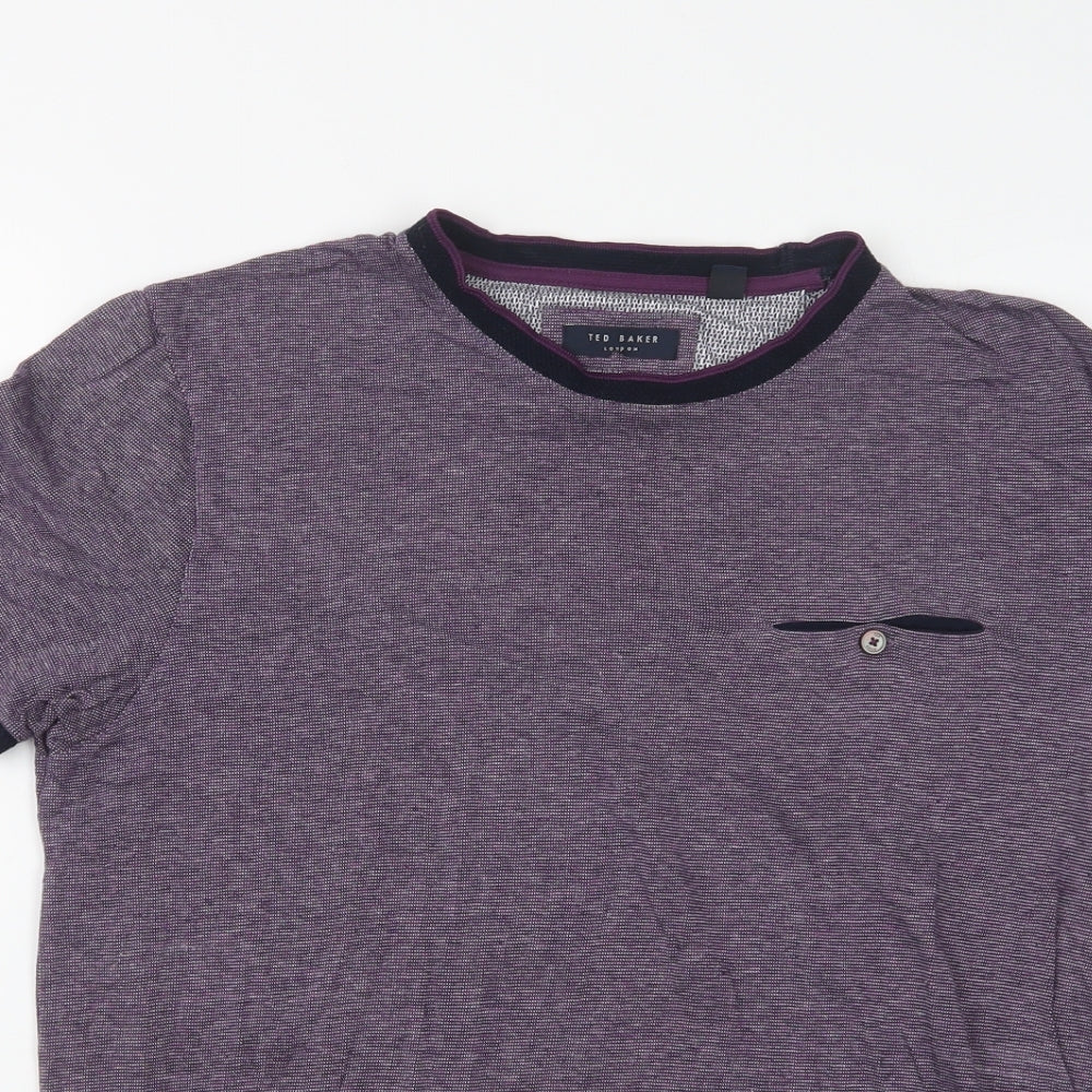 Ted Baker Mens Purple  Cotton  T-Shirt Size M Crew Neck