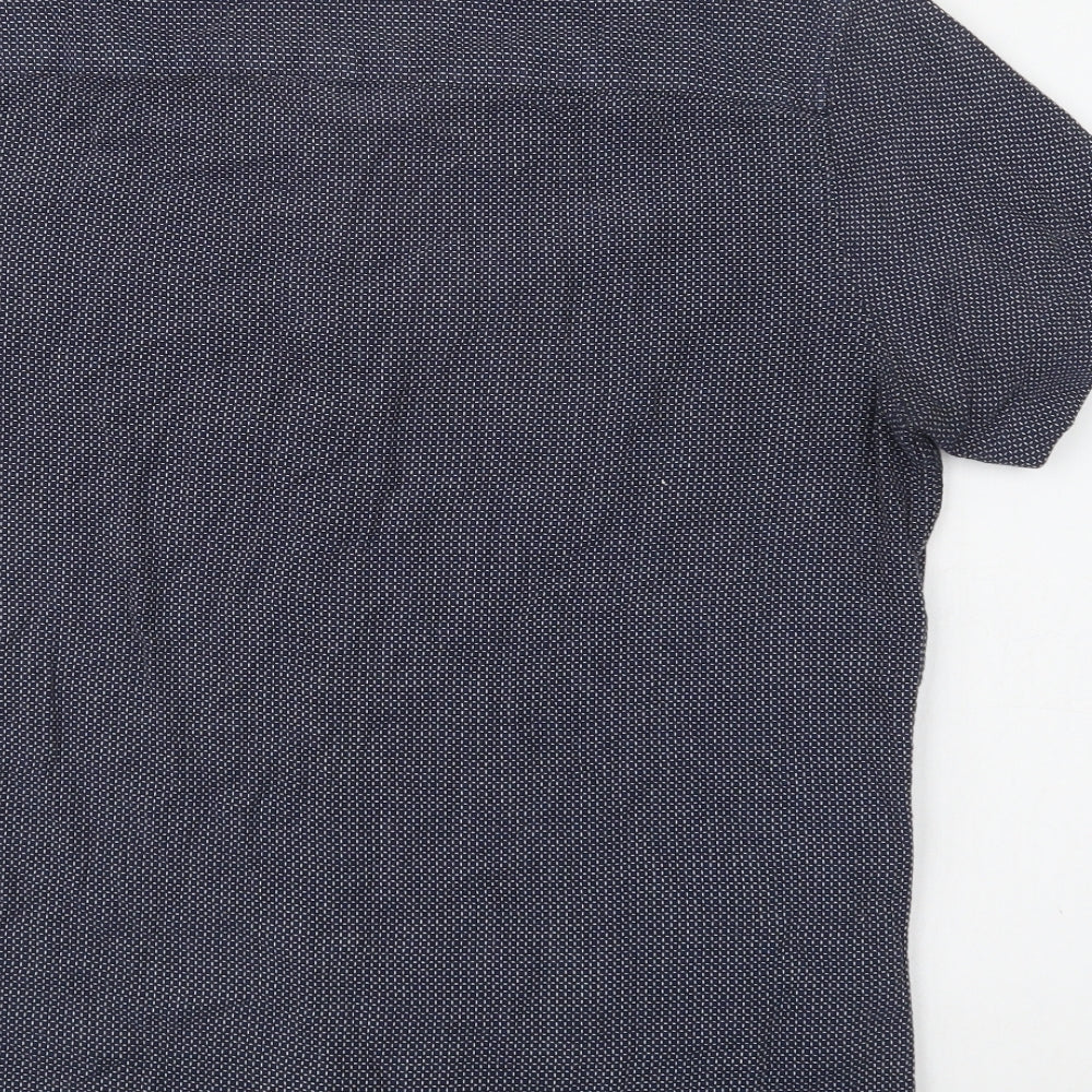 NEXT Mens Blue Geometric Cotton  Button-Up Size L Collared Button