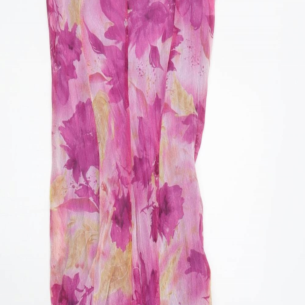 Preworn Womens Pink Floral Polyester Maxi  Size M  V-Neck