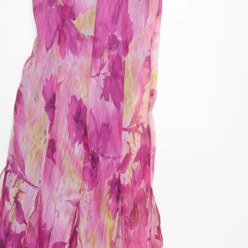 Preworn Womens Pink Floral Polyester Maxi  Size M  V-Neck