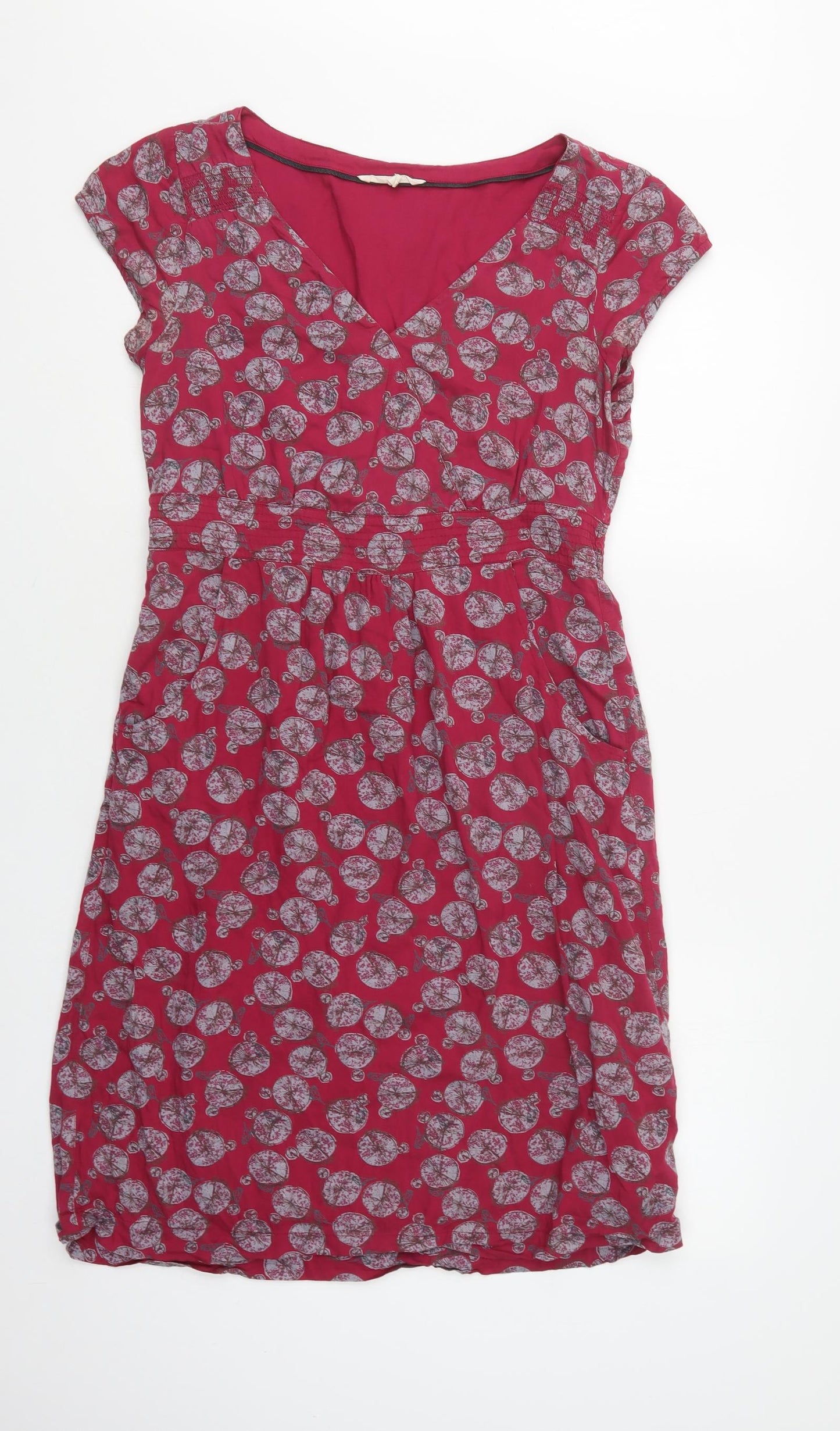 White Stuff Womens Purple Geometric  A-Line  Size 12  V-Neck