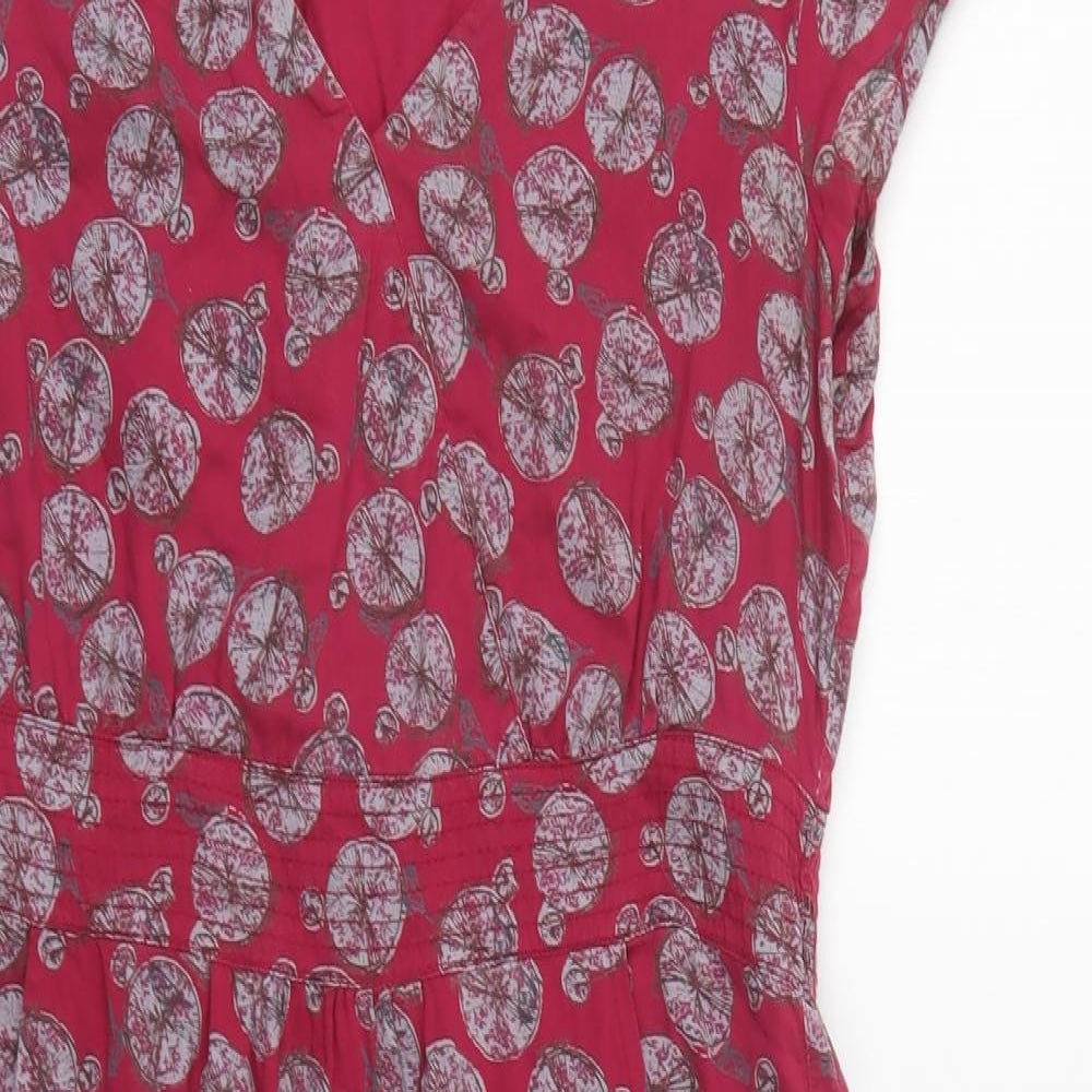 White Stuff Womens Purple Geometric  A-Line  Size 12  V-Neck