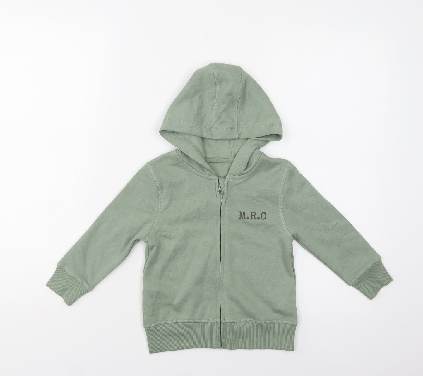 George Girls Green  Cotton Full Zip Hoodie Size 2 Years  Zip
