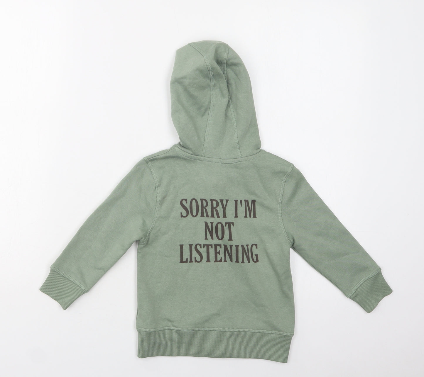 George Girls Green  Cotton Full Zip Hoodie Size 2 Years  Zip