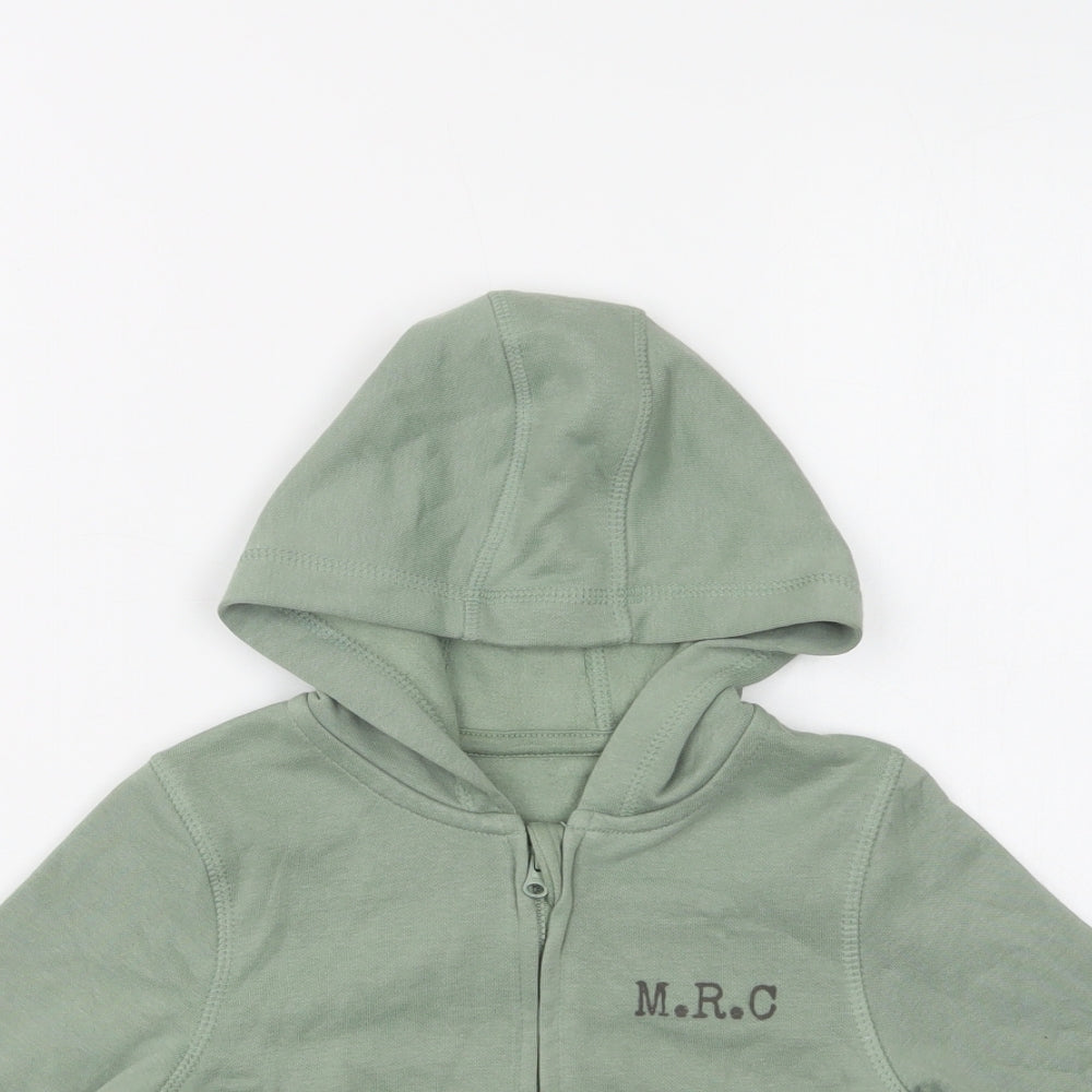 George Girls Green  Cotton Full Zip Hoodie Size 2 Years  Zip