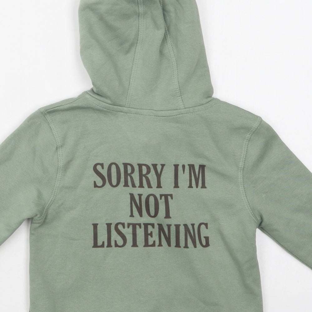 George Girls Green  Cotton Full Zip Hoodie Size 2 Years  Zip