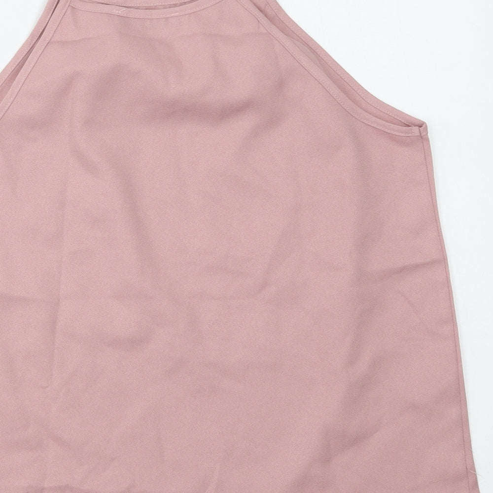 SheIn Womens Pink  Polyester Basic Tank Size M High Neck