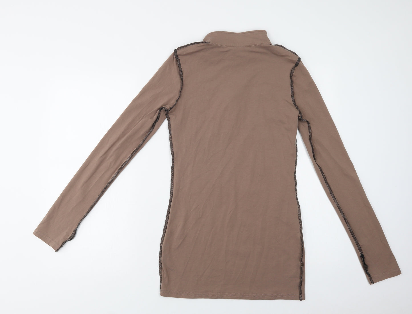 SheIn Womens Beige  Cotton Bodycon  Size M  Collared Zip