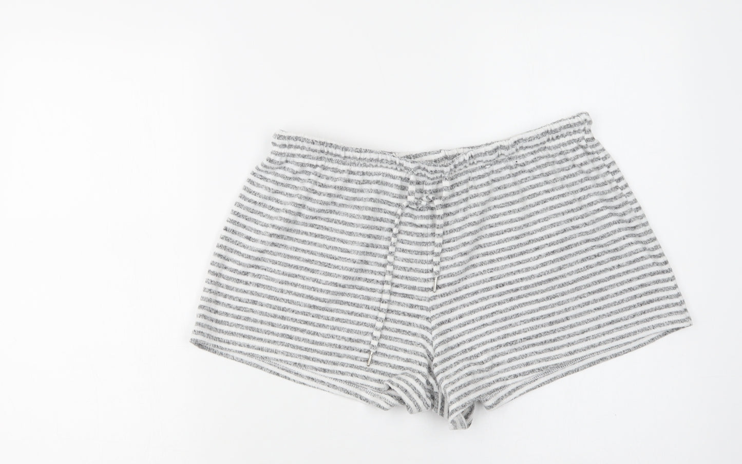 Primark Womens Grey Striped Polyester  Sleep Shorts Size S  Drawstring