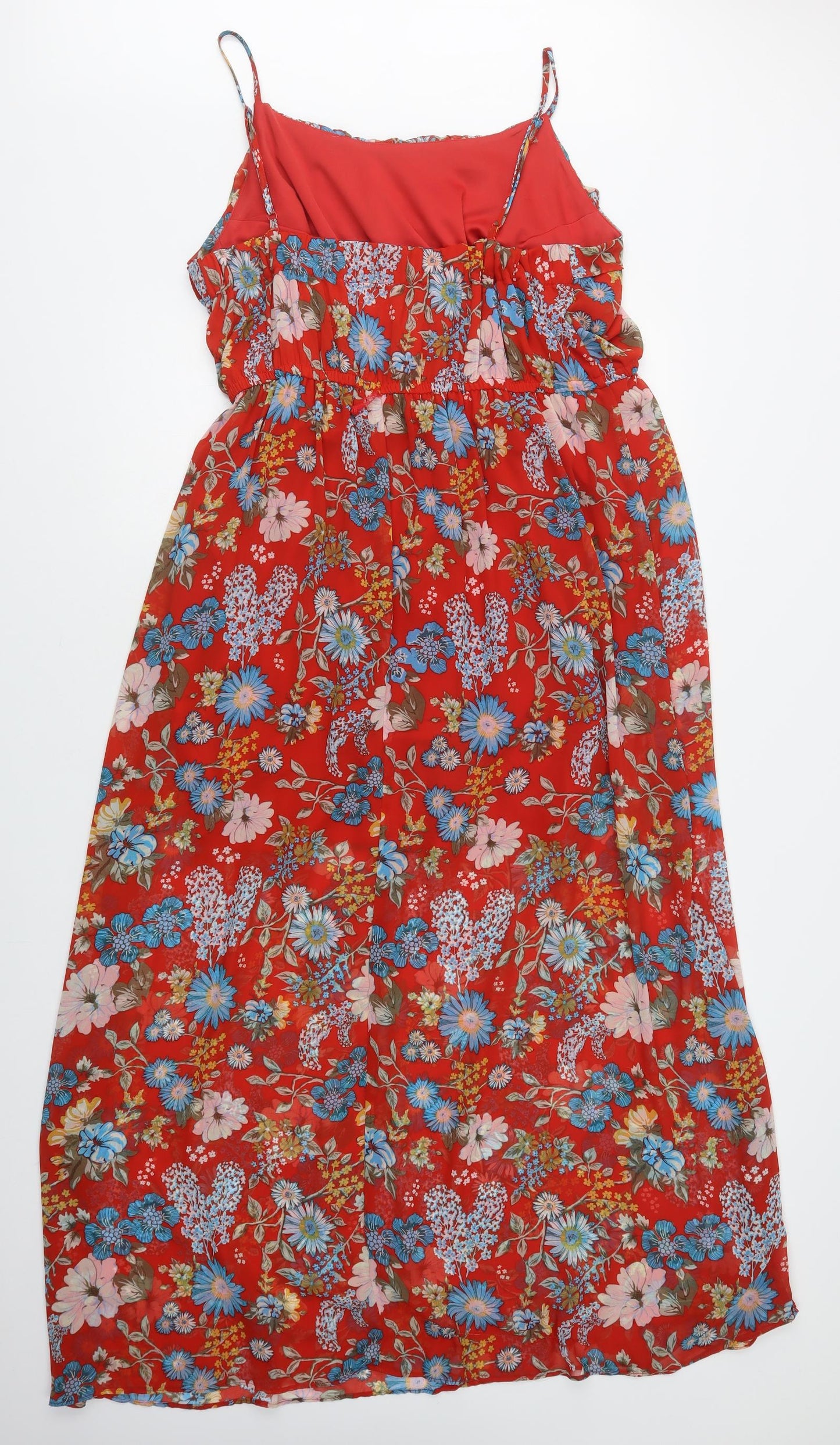 FOREVER 21 Womens Red Floral Polyester Maxi  Size XL  Round Neck