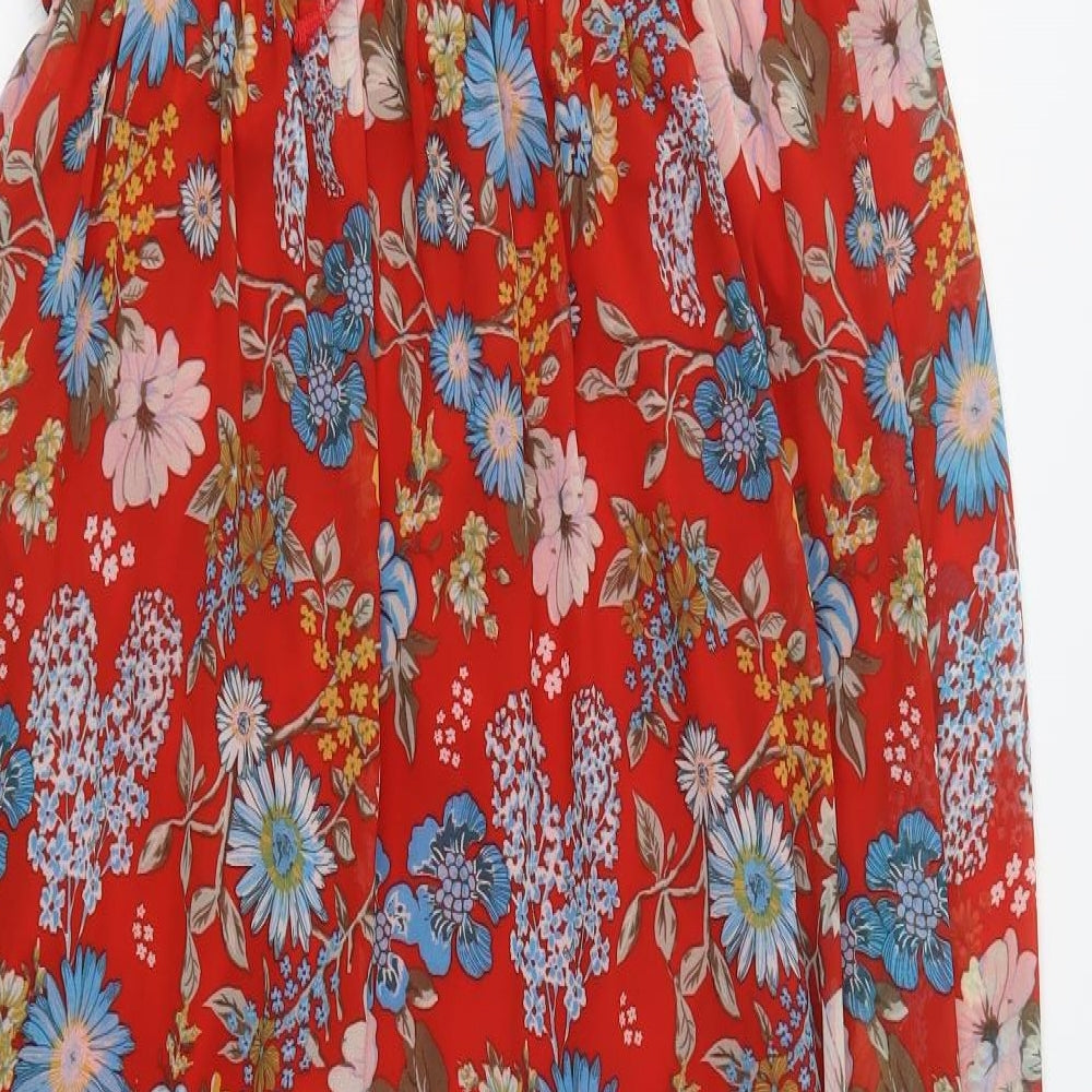 FOREVER 21 Womens Red Floral Polyester Maxi  Size XL  Round Neck