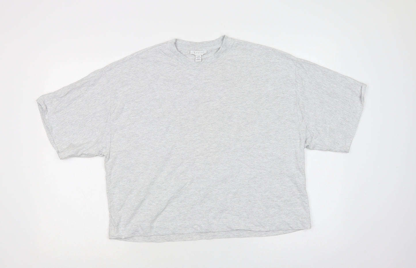 Topshop Womens Grey  Cotton Basic T-Shirt Size M Crew Neck